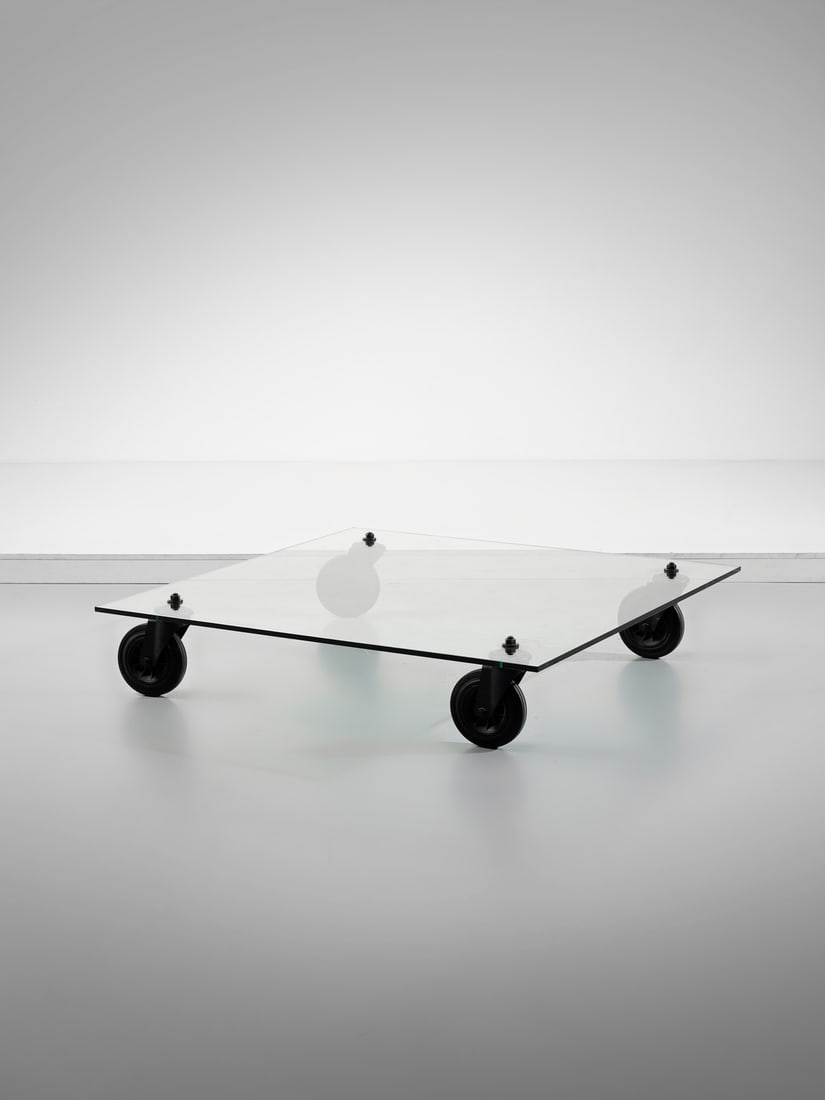GAE AULENTI Table with wheels for Fontana Arte, Milan. (1 of 1)