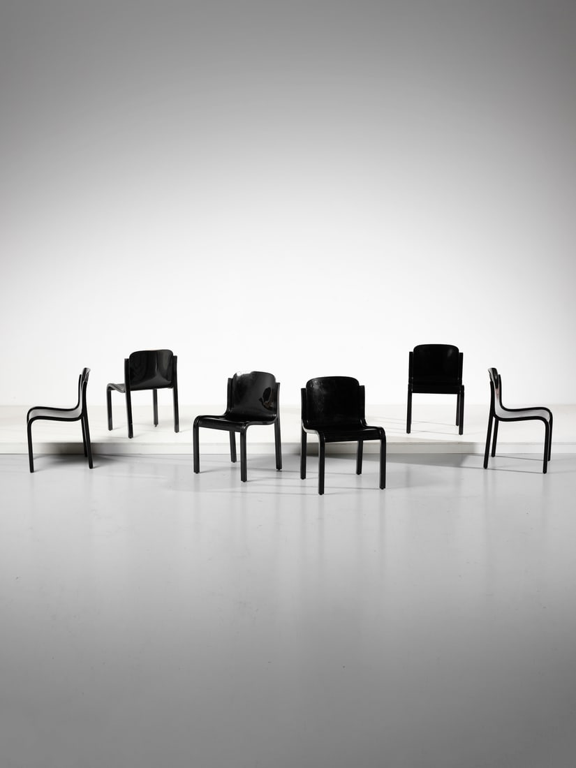 CARLO BARTOLI Six Mito chairs for Tisettanta, Cantù. (1 of 2)