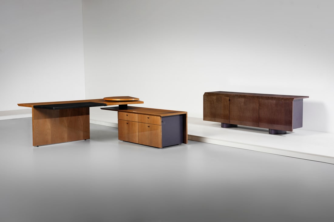 SERGIO SAPORITI Large executive desk with three-door sideboard, Besnate. (1 of 7)