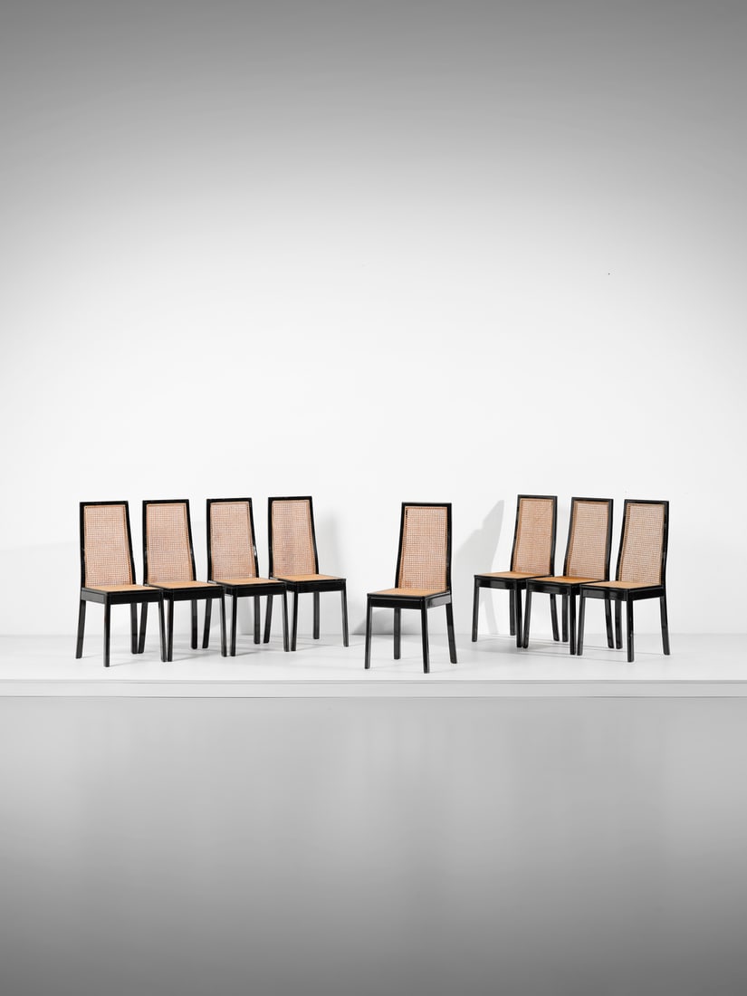 TITO AGNOLI Eight 840 chairs for Montina, Italy. (1 of 2)