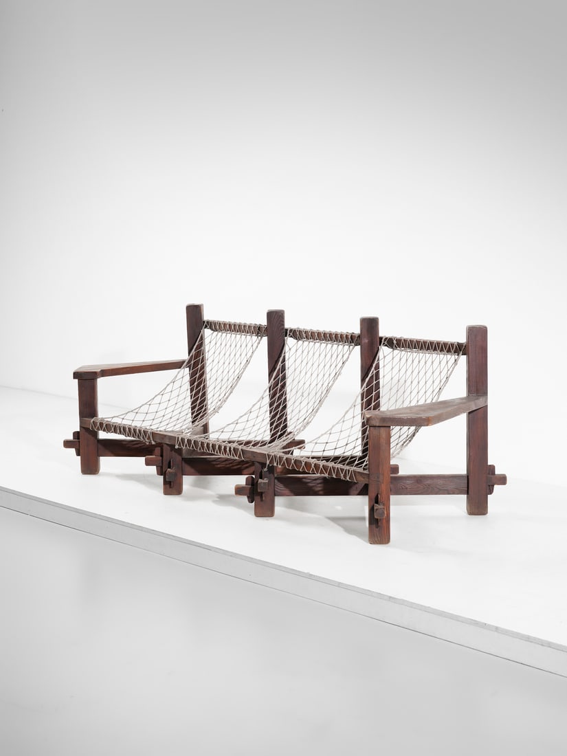 MANIFATTURA ITALIANA Brutalist three-seater sofa. (1 of 4)