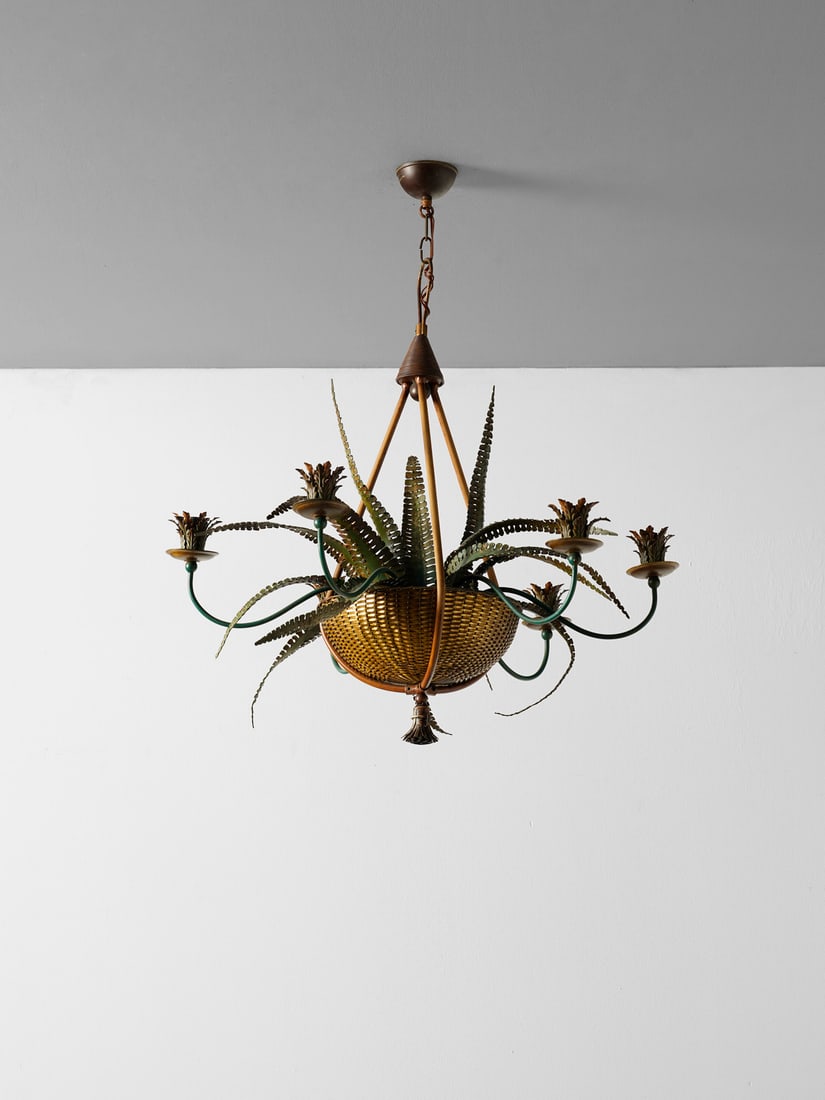 MANIFATTURA FRANCESE Six-light pendant lamp. (1 of 2)