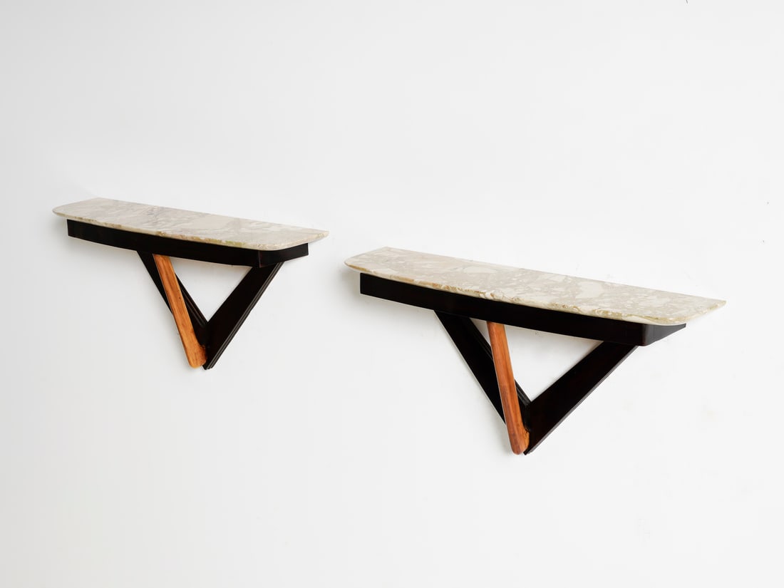 MANIFATTURA ITALIANA Pair of hanging consoles. (1 of 2)