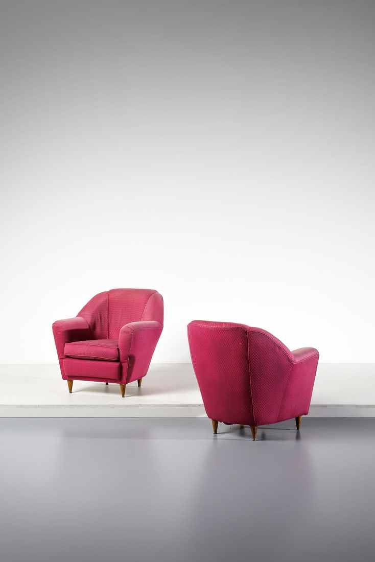 In the style of ICO PARISI Pair of armchairs. (1 of 3)