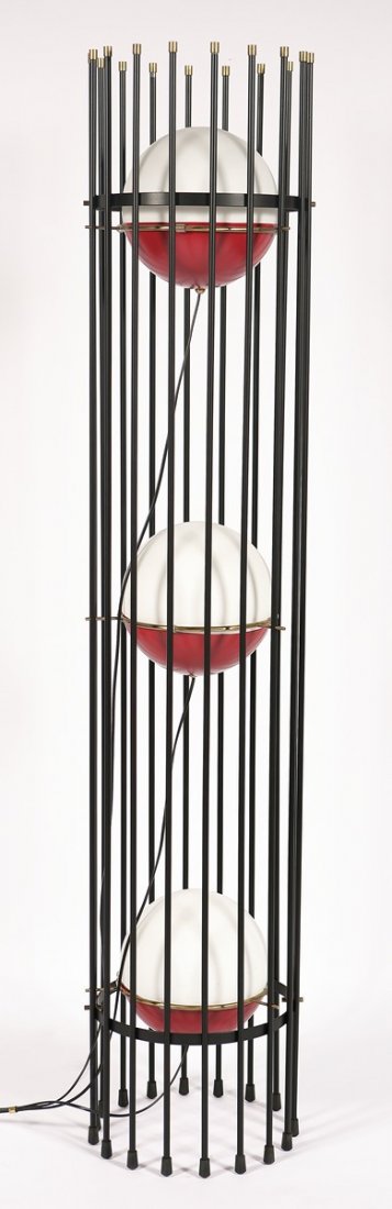 ANGELO BROTTO Attribuito a. Piantana.: BROTTO ANGELO (1914 - 2002) (Attribuito a.) Piantana. Vetro e metallo. Cm 36,00 x 178,00. Prodotto per Esperia, Poggibonsi. Anni '50.