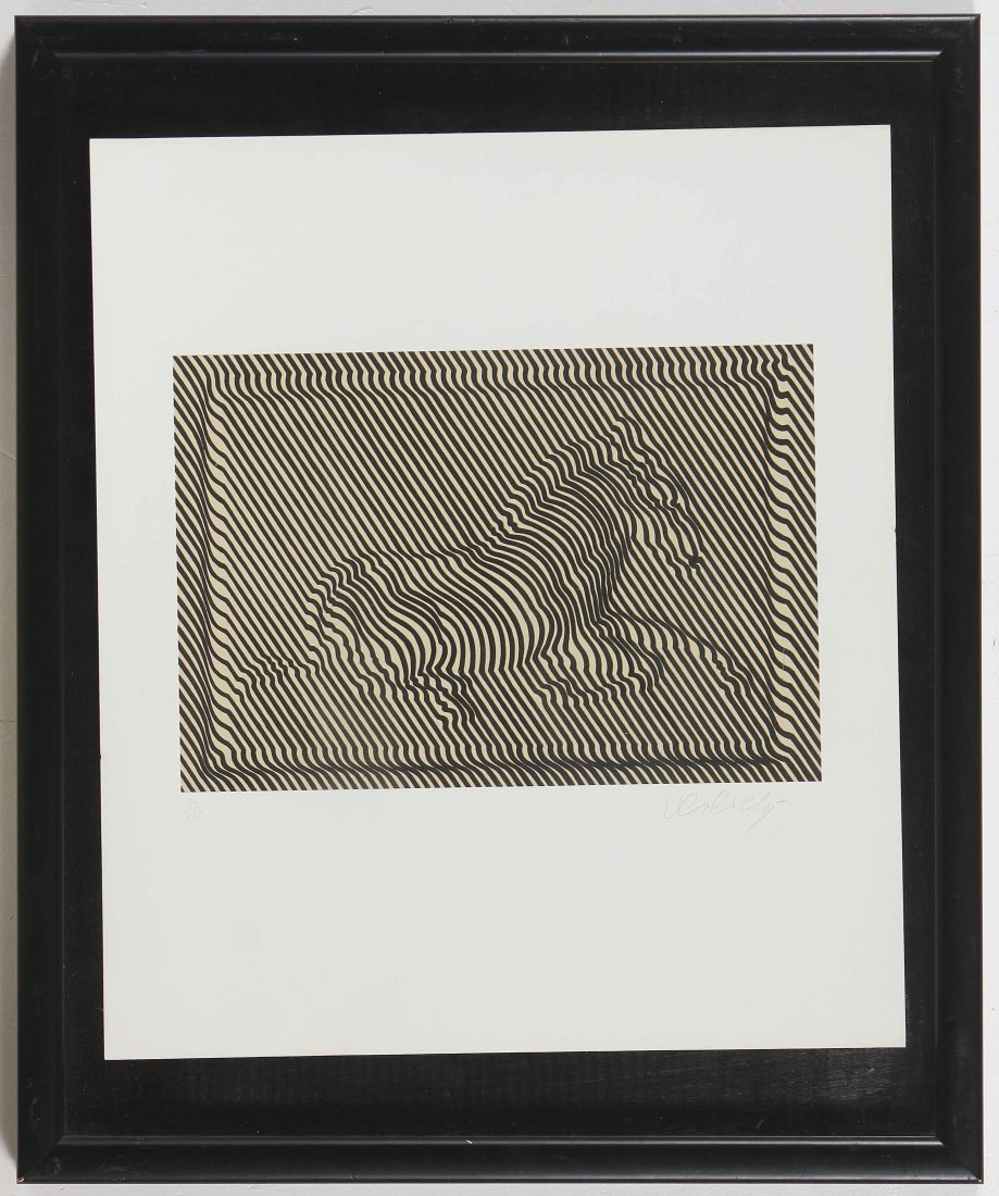 VICTOR VASARELY Cavallo.: VASARELY VICTOR (1906 - 1997) Cavallo. Litografia. Cm 40,00 x 45,00. 54/138. Tiratura e firma a matita in basso. Cornice presente