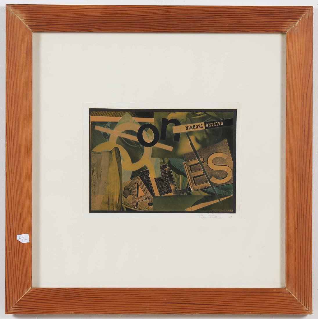 PETER PHILLIPS Senza titolo.: PHILLIPS PETER (n. 1939) Senza titolo. 1972. Tecnica mista su carta. Cm 22,00 x 29,00. Firma e anno in basso a destra. Cornice presente