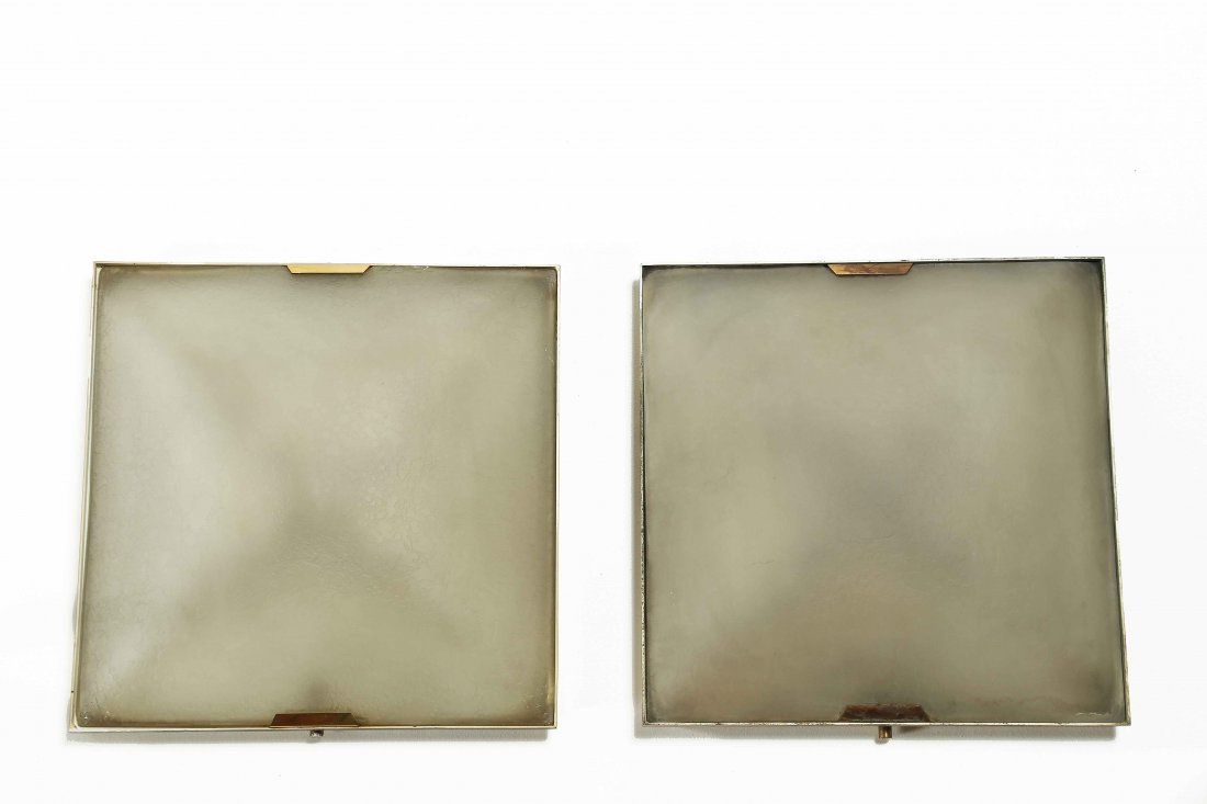 STILNOVO Lot consists of No 2 ceiling lights.: STILNOVO Lot consists of No 2 ceiling lights. Metal, glass and brass. 35,00 x 8,50 x 35,00 cm