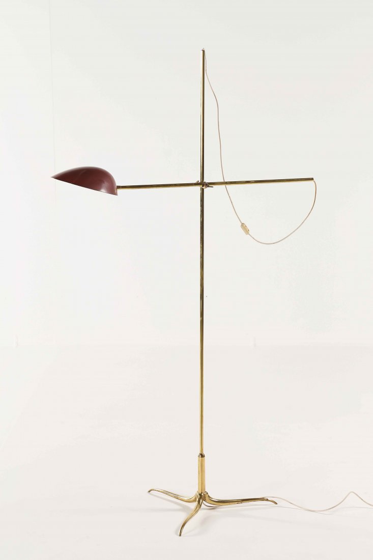 LACCA CESARE Attributed to Floor lamp.: LACCA CESARE Attributed to Floor lamp. Brass and lacquered metal. 103,00 x 170,00 x 52,00 cm 1945-50.