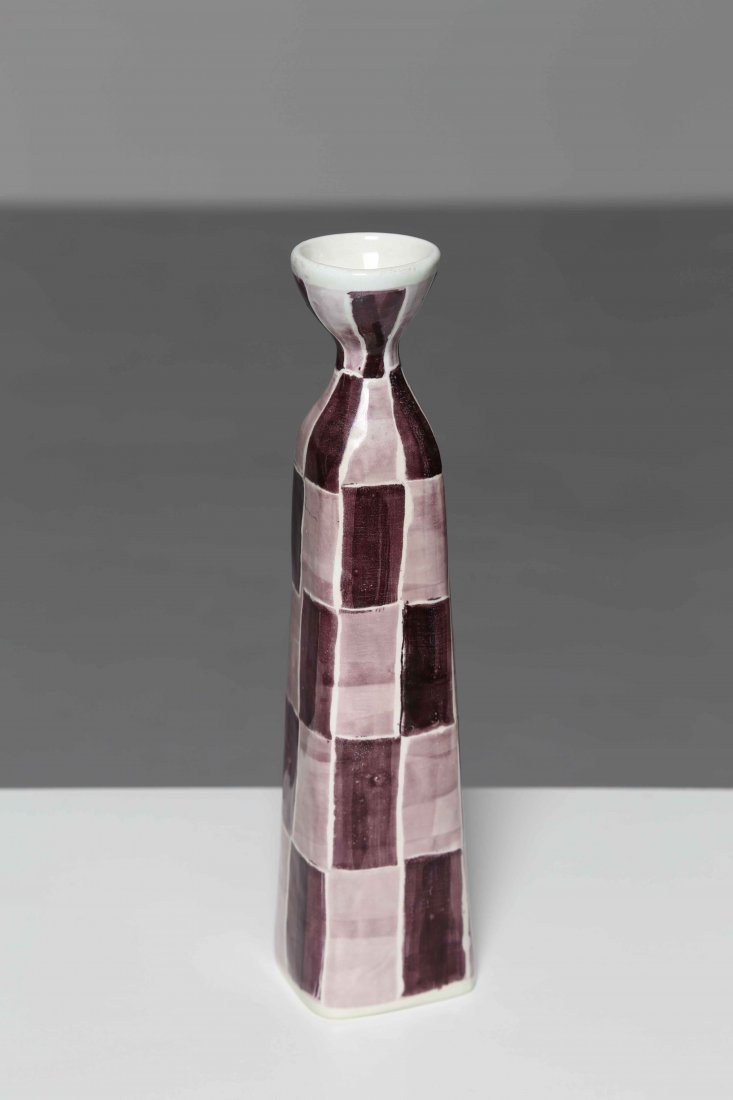 ALESSIO TASCA Vase decorated in chequered pink. (1 of 2)