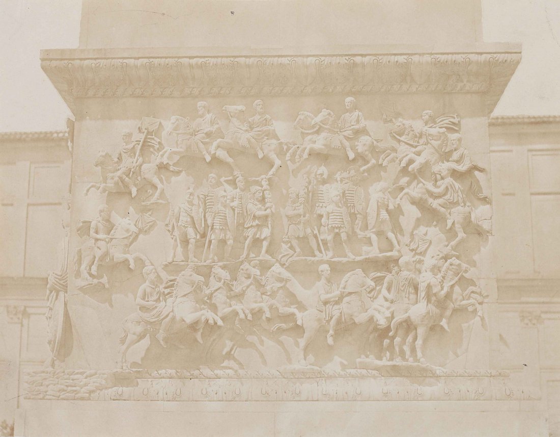 GIACOMO CANEVA ATTRIBUTED. Vatican Museums, stand of: CANEVA GIACOMO (1813 - 1865) ATTRIBUTED. Vatican Museums, stand of Antonina column. Calotype. Cm 25,50 x 19,50. Mounted on card (31.6 x45.7 cm). 1850-1853.