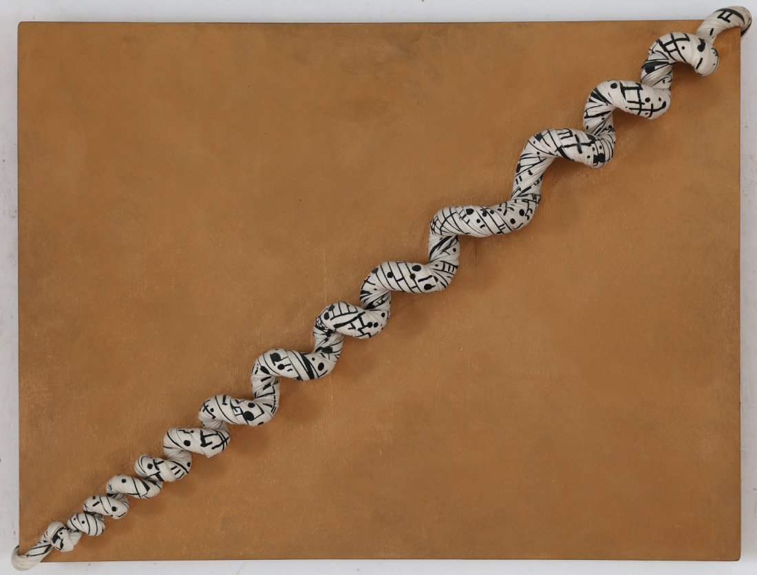 JORGE EIELSON From the Well-Tempered Clavier of J.S.: EIELSON JORGE (1924 - 2006) From the Well-Tempered Clavier of J.S. Bach. 1999. Mixed nomes on board. Cm 60,00 x 45,00. Title signature and year at the back. Colombo Arte, Bovisio, label at the back. E