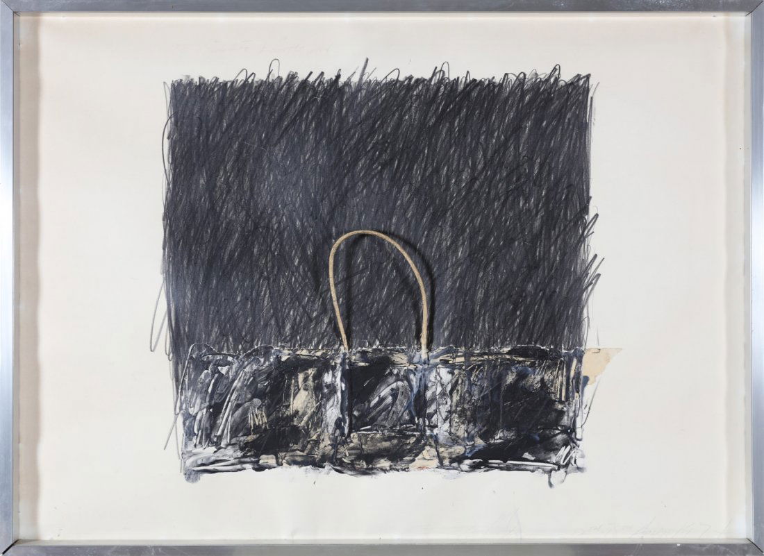 TED STAMM Untitled.: STAMM TED (1944 - 1984) Untitled. 1974. Collage and pencil on paper. Cm 73,00 x 54,00. Signed and dated lower right.