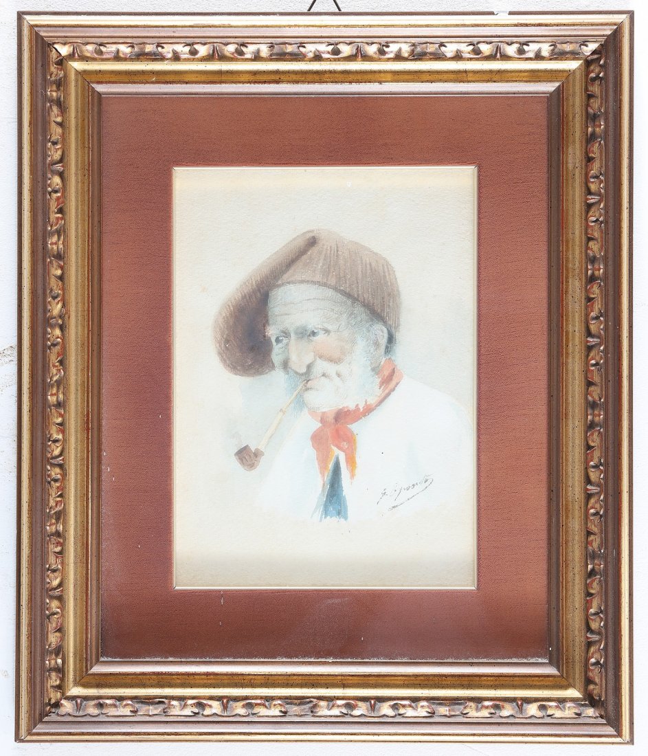 GAETANO ESPOSITO Ritratto di uomo.: ESPOSITO GAETANO (1858 - 1911) Ritratto di uomo. Acquarello su carta. Cm 19,00 x 27,50. Firma in basso a destra. Cornice presente