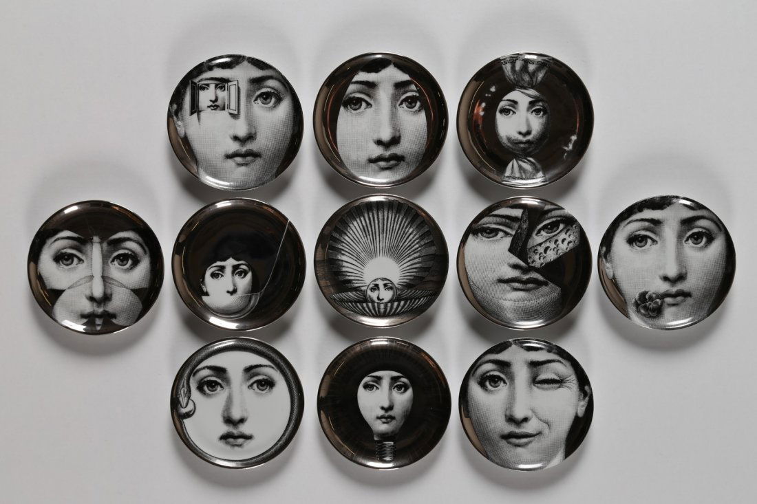 PIERO FORNASETTI Undici sottobicchieri in porcellana." (1 of 2)