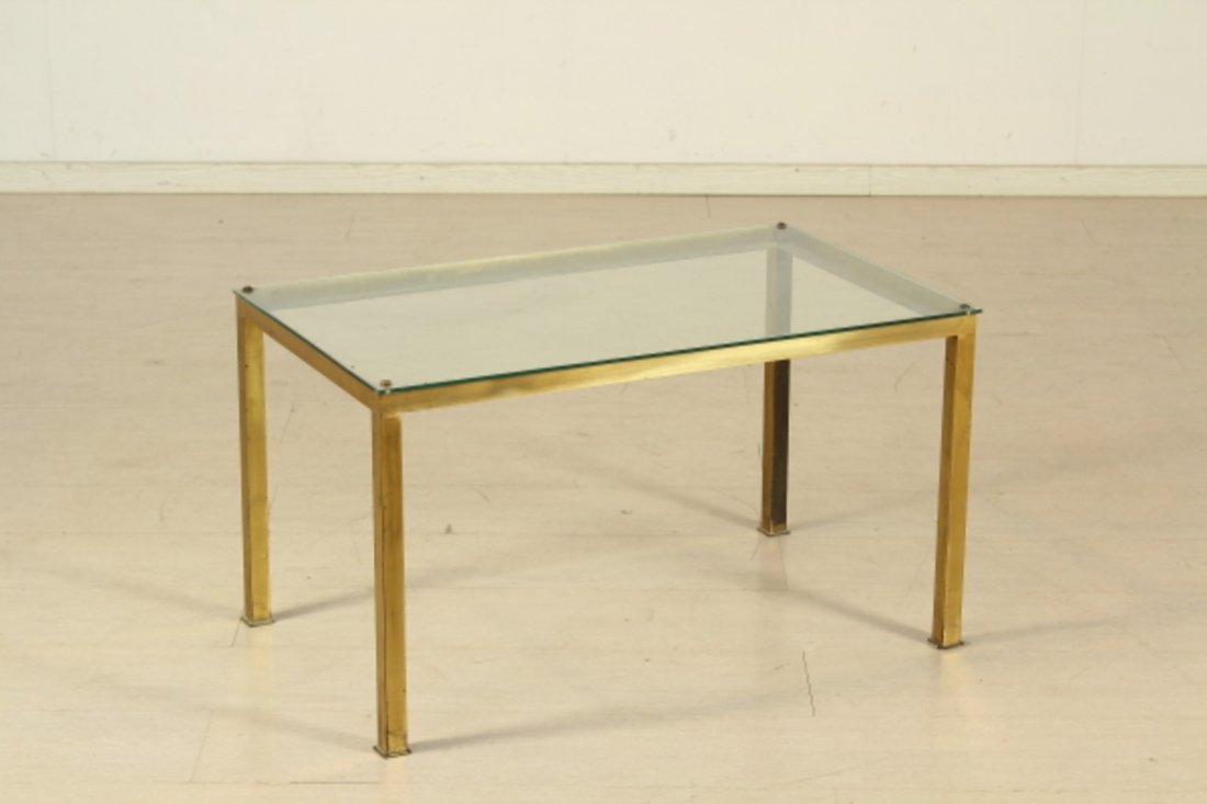 ROMEO REGA Attrib. Tavolino da caffÃ¨, ottone e vetro, (1 of 7)