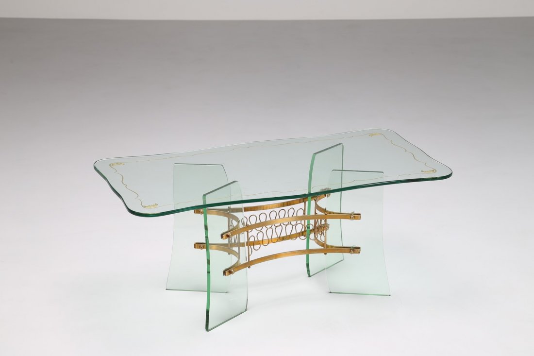 MANIFATTURA ITALIANA Tavolino da salotto con cristallo (1 of 1)