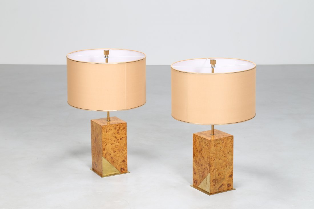 ROMEO REGA Coppia di lampade da tavolo, in radica di (1 of 4)