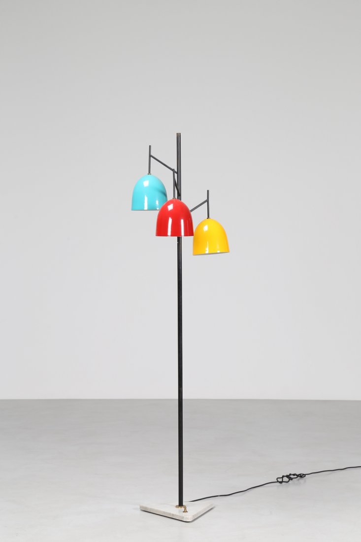 STILNOVO  Attrib. Lampada da terra in metallo laccato e (1 of 3)