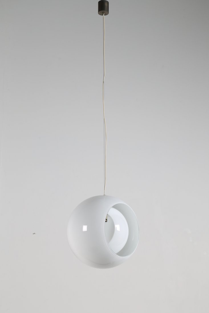 CARLO NASON Lampada a sospensione in vetro opalino, (1 of 3)