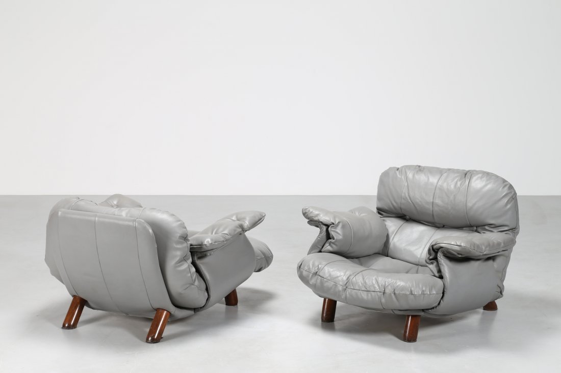 PERCIVAL LAFER Attrib. coppia di poltrone in legno e (1 of 3)