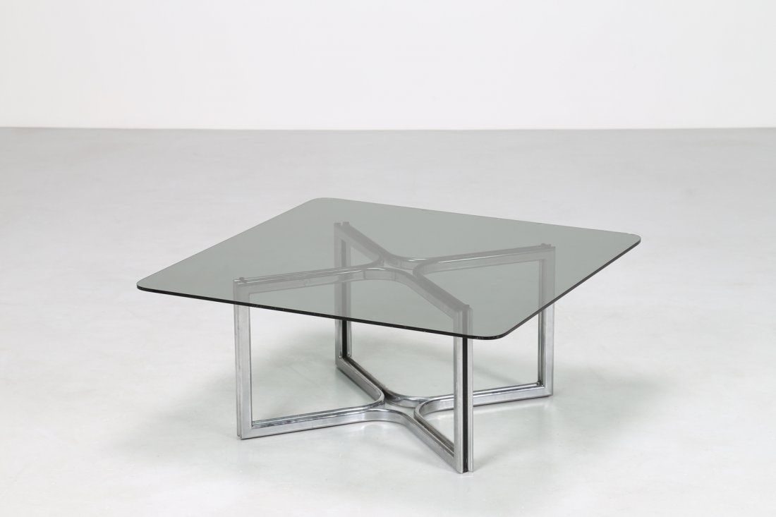 GASTONE RINALDI Tavolino da salotto in metallo cromato (1 of 2)