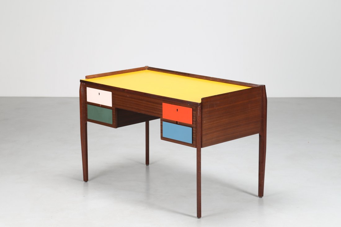 GIO' PONTI Attrib. Scrivania in mogano e formica (1 of 6)