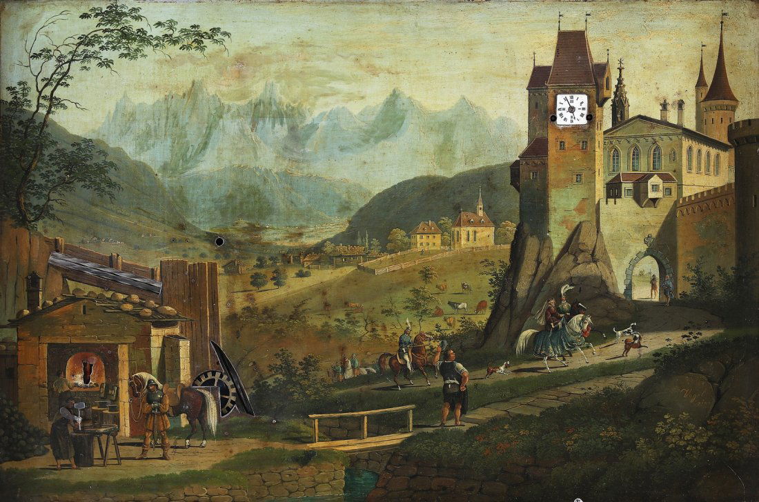 ARTISTA DEL XVIII SECOLO  Paesaggio con personaggi, con (1 of 4)