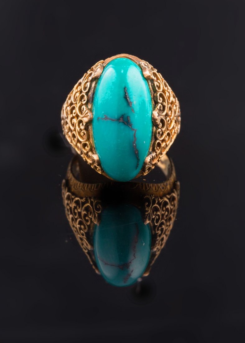 Anello oro rosso e turchese. (1 of 1)