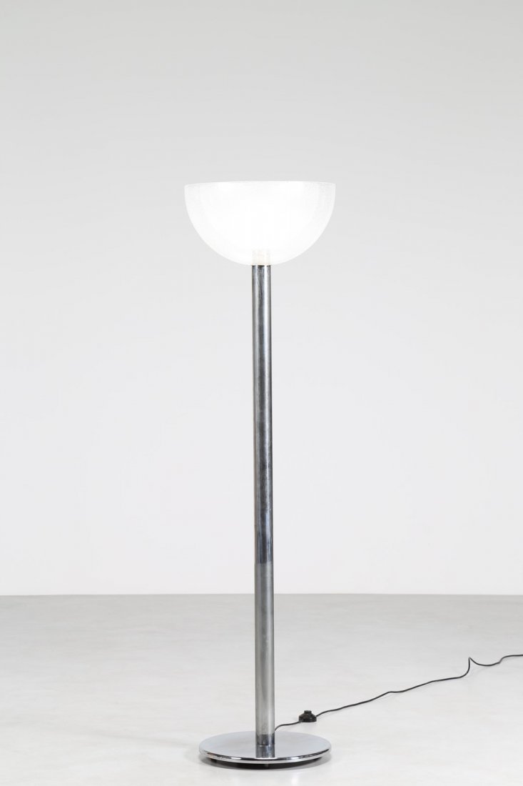CARLO NASON Lampada da terra in acciaio cromato con (1 of 3)