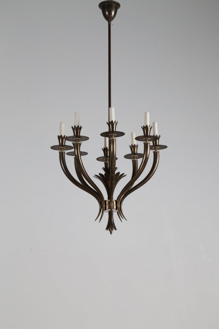 GIO PONTI - EMLIO LANCIA  Lampadario in ottone e (1 of 4)