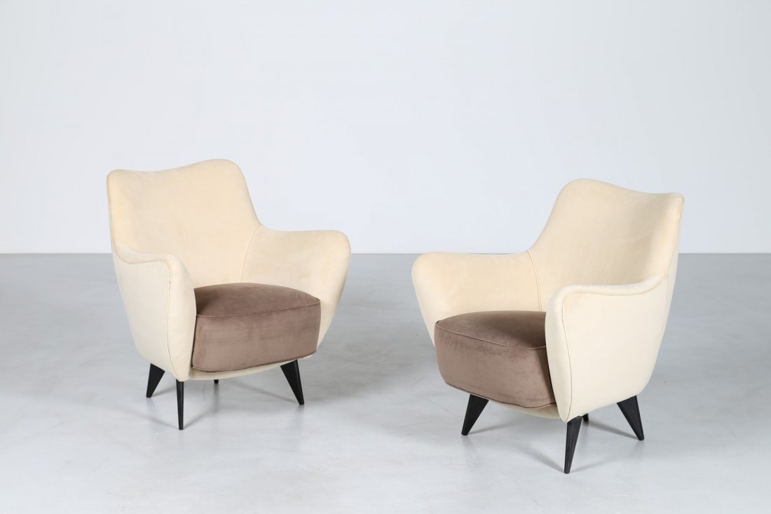 GUGLIELMO VERONESI Coppia di poltrone con struttura in (1 of 5)