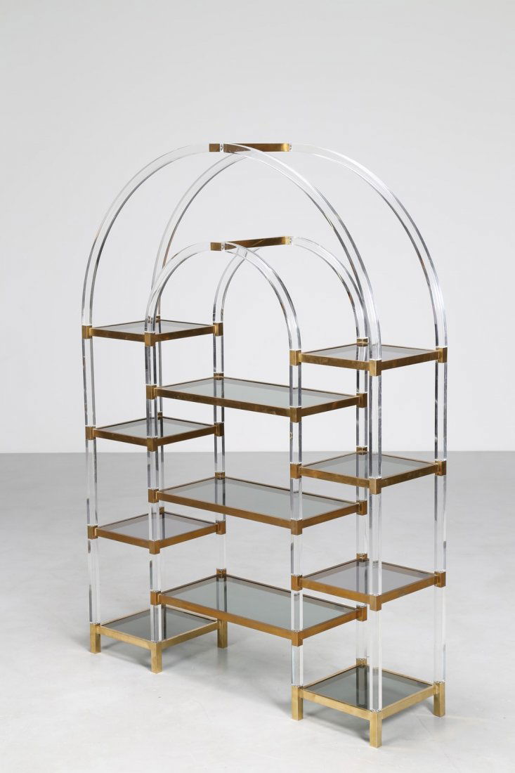 ROMEO REGA Etagere in plexiglass e ottone con piani in (1 of 4)