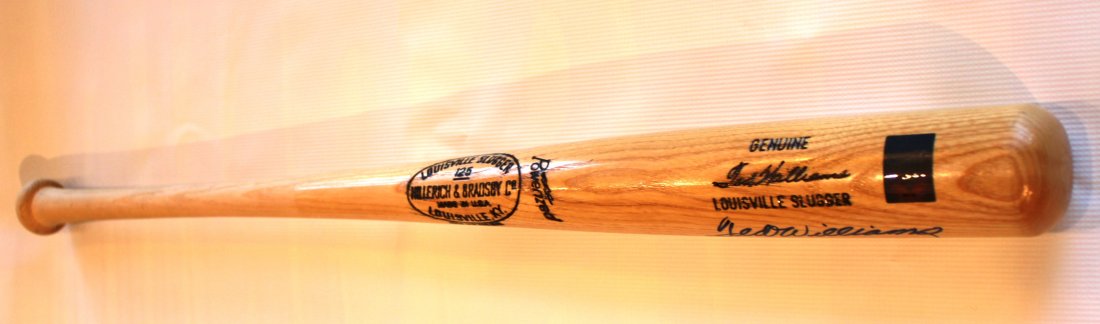 Louisville Slugger Signed by Ted Williams with COA: Signed Ted Williams Red Sox Louisville Slugger Model Bat with Green Diamond Certificate of Authenticity. Red 9 of Diamonds Holograph. Measures 35" Long.