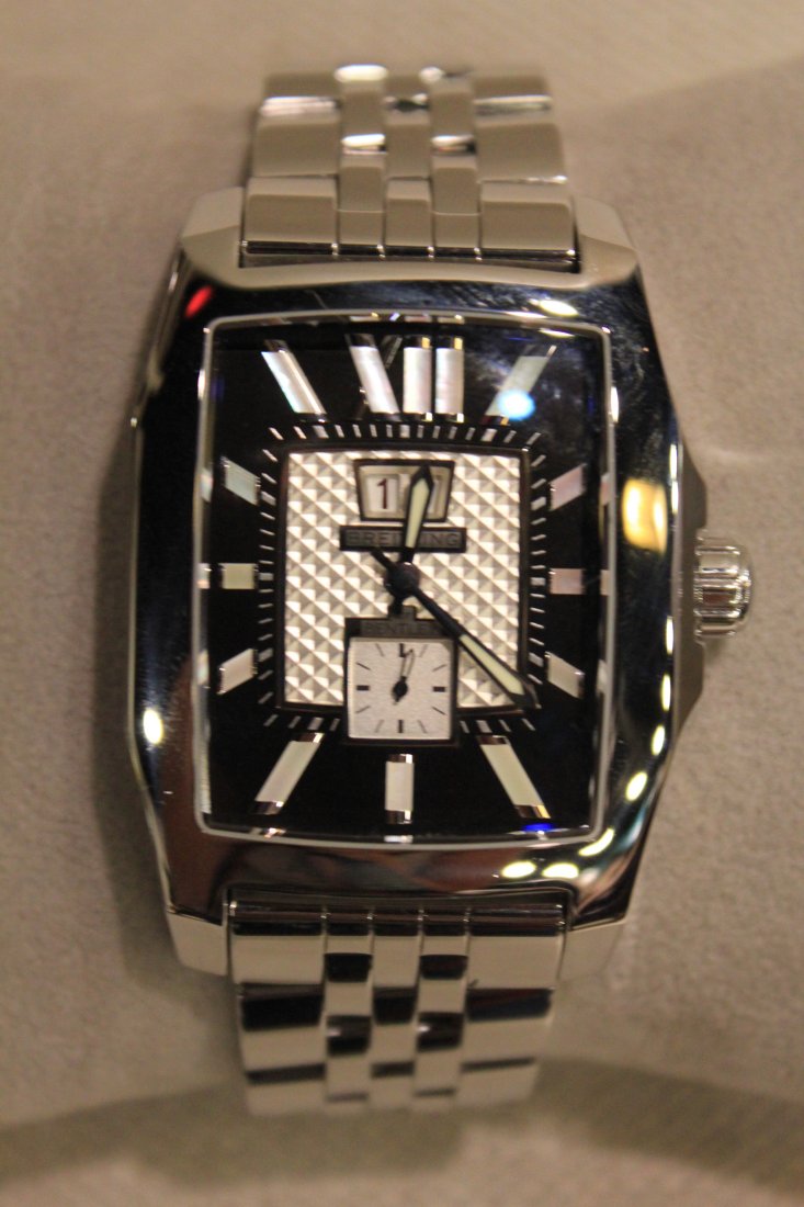 Breitling Bentley Flying B Men's Watch. Stainless: Breitling Bentley Flying B No. 3 Men's Watch Ref #: A16362. With Manufacturer Serial Numbers. Black Dial. Self Winding Automatic Chronometer Movement. Guaranteed Authentic. Polished Steel Case & Speed
