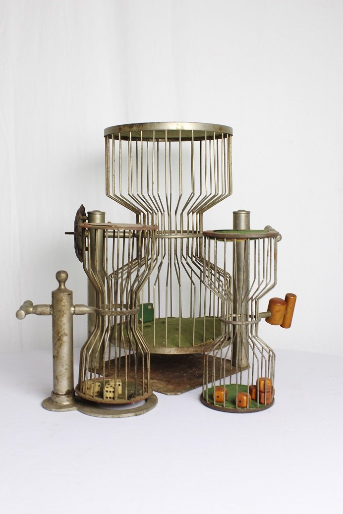 Lot of 3 Vintage 1930's Chuck-A-Luck Dice Games: Lot of one Large Vintage 1930's Chuck-A-Luck Dice game along with two Medium sized