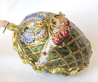 Jay Strongwater Crystal Ornament- Three Butterflies: Jay Strongwater Ornament with Three Butterflies. Colors include: red, green, gold, purple and blue. Measuring approximately 2.5 x 1.5.