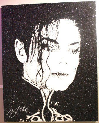 "Michael Jackson" Original By Blake Ballard: Original "Michael Jackson" Crystal Glitter Art by Blake Ballard. This stunning piece is hand painted using oil, acrylic and crystals on canvas. Light dances off the crystals making every angle spectac