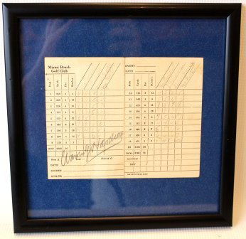 Golf Score Card- Auto by Pres Warren Harding: Golf Score card autographed by golfer- Warren Harding (Miami Beach Golf Club)