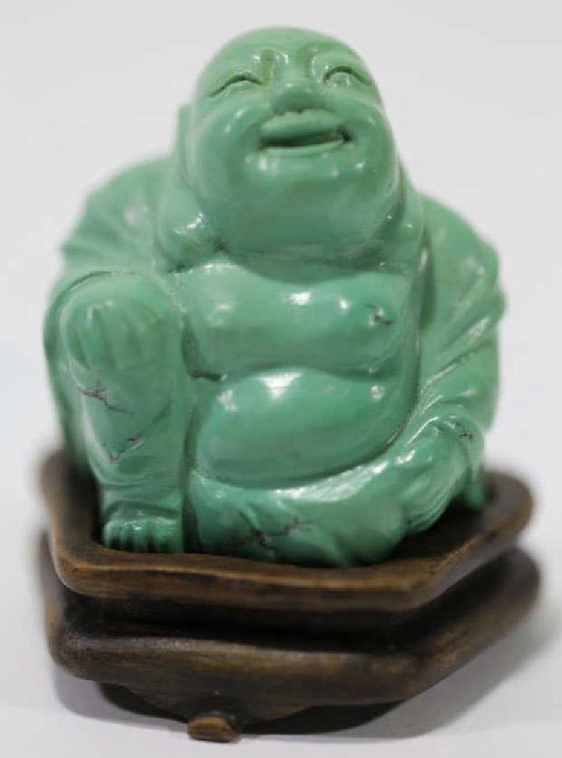 CHINESE ANTIQUE TURQUOISE HAPPY BUDDHA: CHINESE ANTIQUE TURQUOISE HAPPY BUDDHA