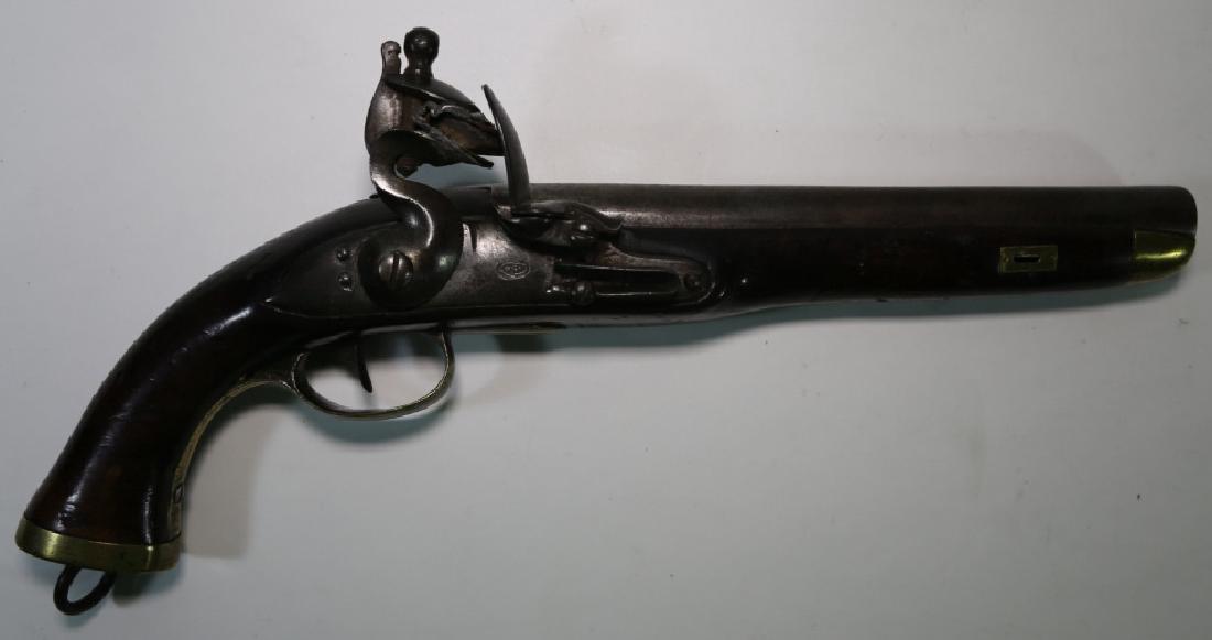BRITISH ANTIQUE FLINT-LOCK PISTOL: BRITISH ANTIQUE FLINT-LOCK PISTOL