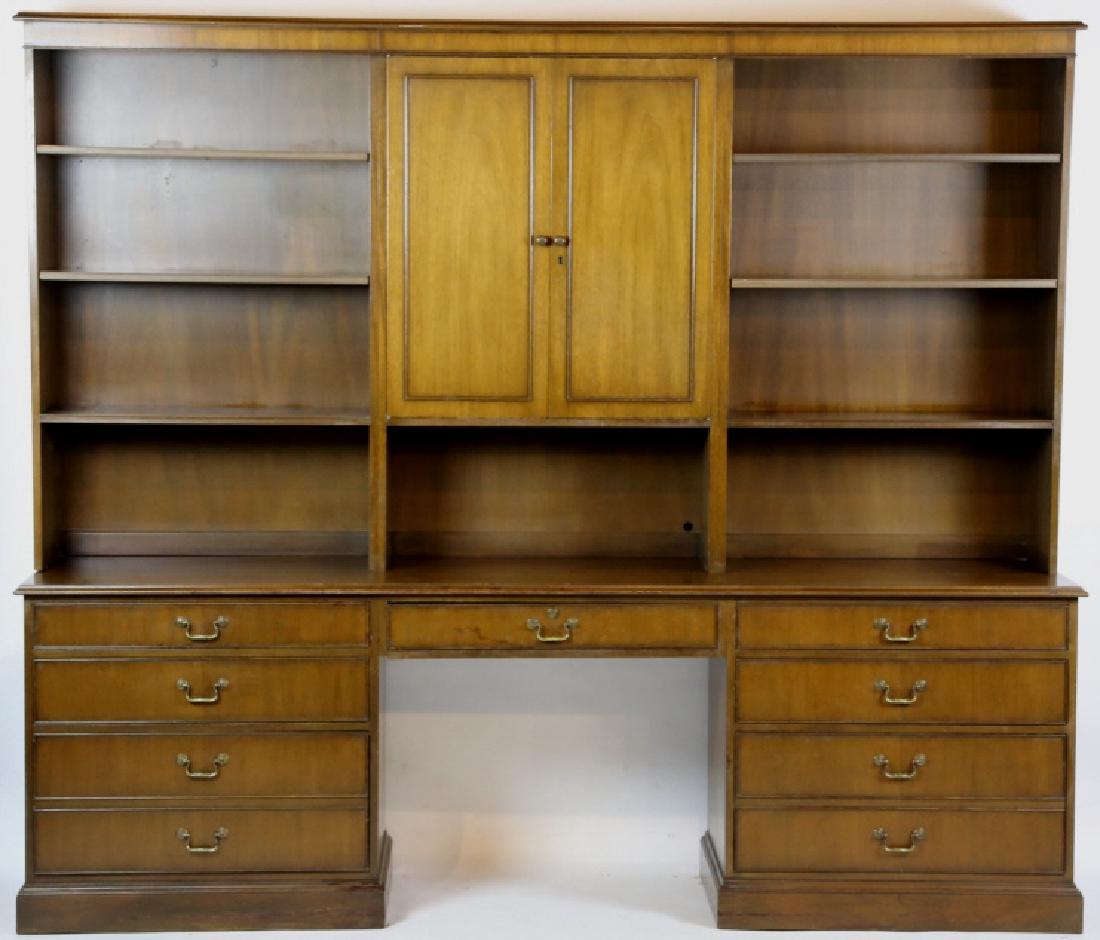 KITTINGER MID CENTURY PALATIAL BOOKCASE DESK: KITTINGER MID CENTURY PALATIAL BOOKCASE DESK 140 X 92"
