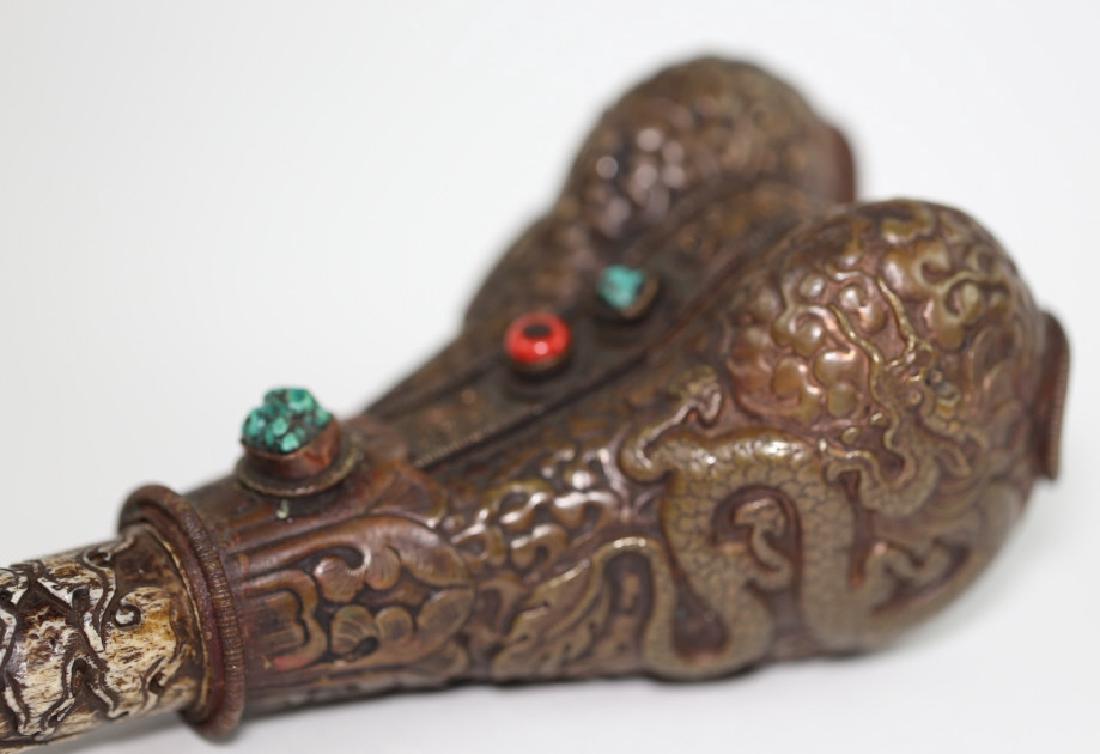 CHINESE ANTIQUE CARVED HORN: CHINESE ANTIQUE CARVED HORN