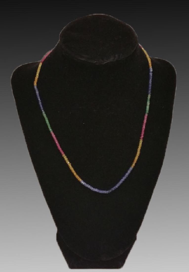 18KYG / 18" SAPPHIRE MULTI-COLORED STRAND: 18" of multi colored sapphires with 18K "s" catch.