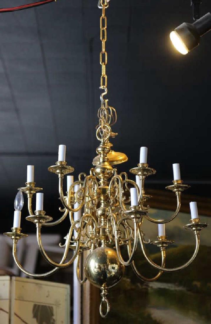 BRASS VINTAGE CHANDELIER, 12-LIGHTS: VINTAGE BRASS CHANDELIER