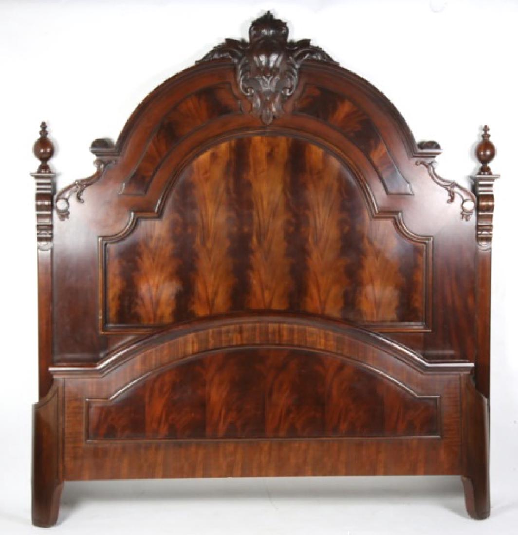 HENREDON VERY FINE CROTCH MAHOGANY KING SIZE BED: HENREDON VERY FINE CROTCH MAHOGANY KING SIZE BED 89 X 83"