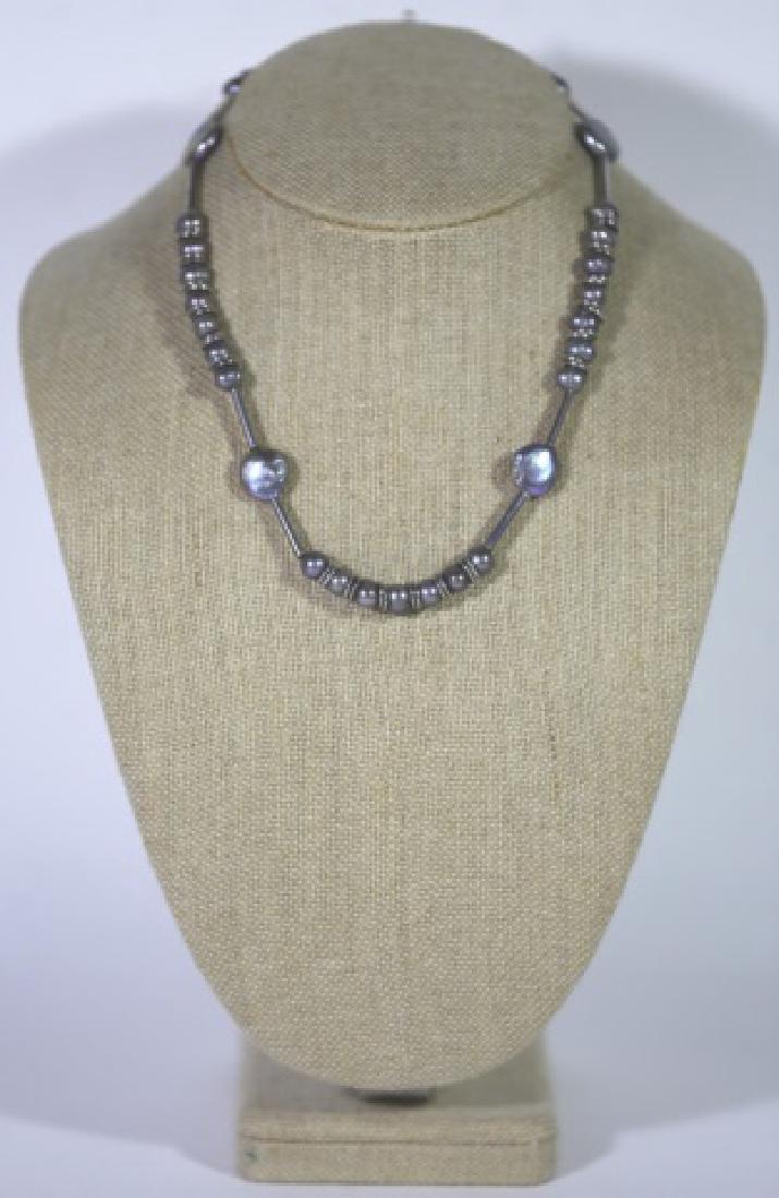 STERLING SILVER & PEARL CHOKER NECKLACE: STERLING SILVER & PEARL CHOKER NECKLACE 18"