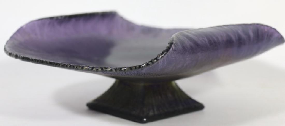 AMETHYST FOLDED & FOOTED BOWL ATT: LOETZ: AMETHYST FOLDED & FOOTED BOWL ATTRIBUTED LOETZ 3.5 X 9.5 X 7