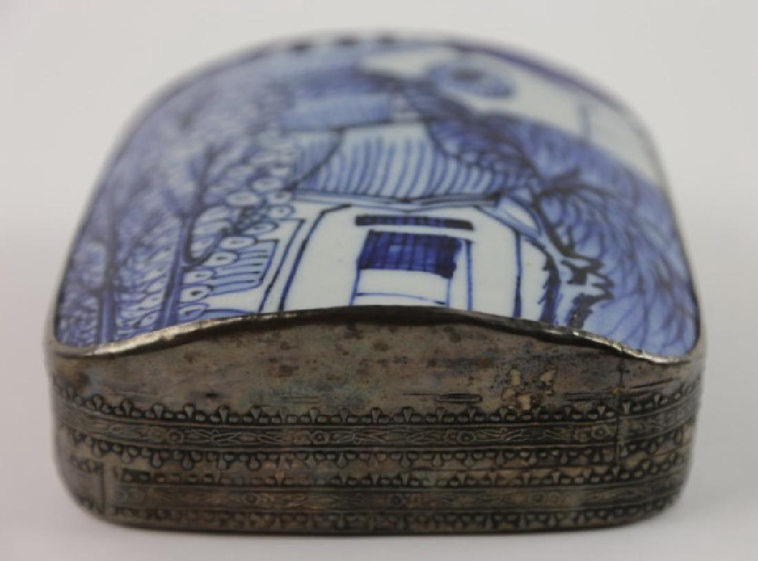 ENAMEL AND SILVER ASIAN LADY'S DRESSER BOX: ENAMEL AND SILVER ASIAN LADY'S DRESSER BOX 2"x5"