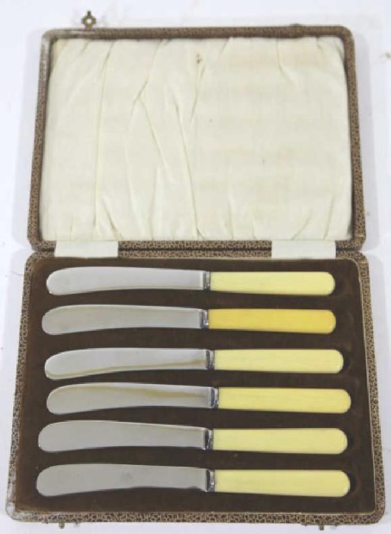 ENGLISH SHEFFIELD ANTIQUE SILVER KNIFE SET (1 of 5)